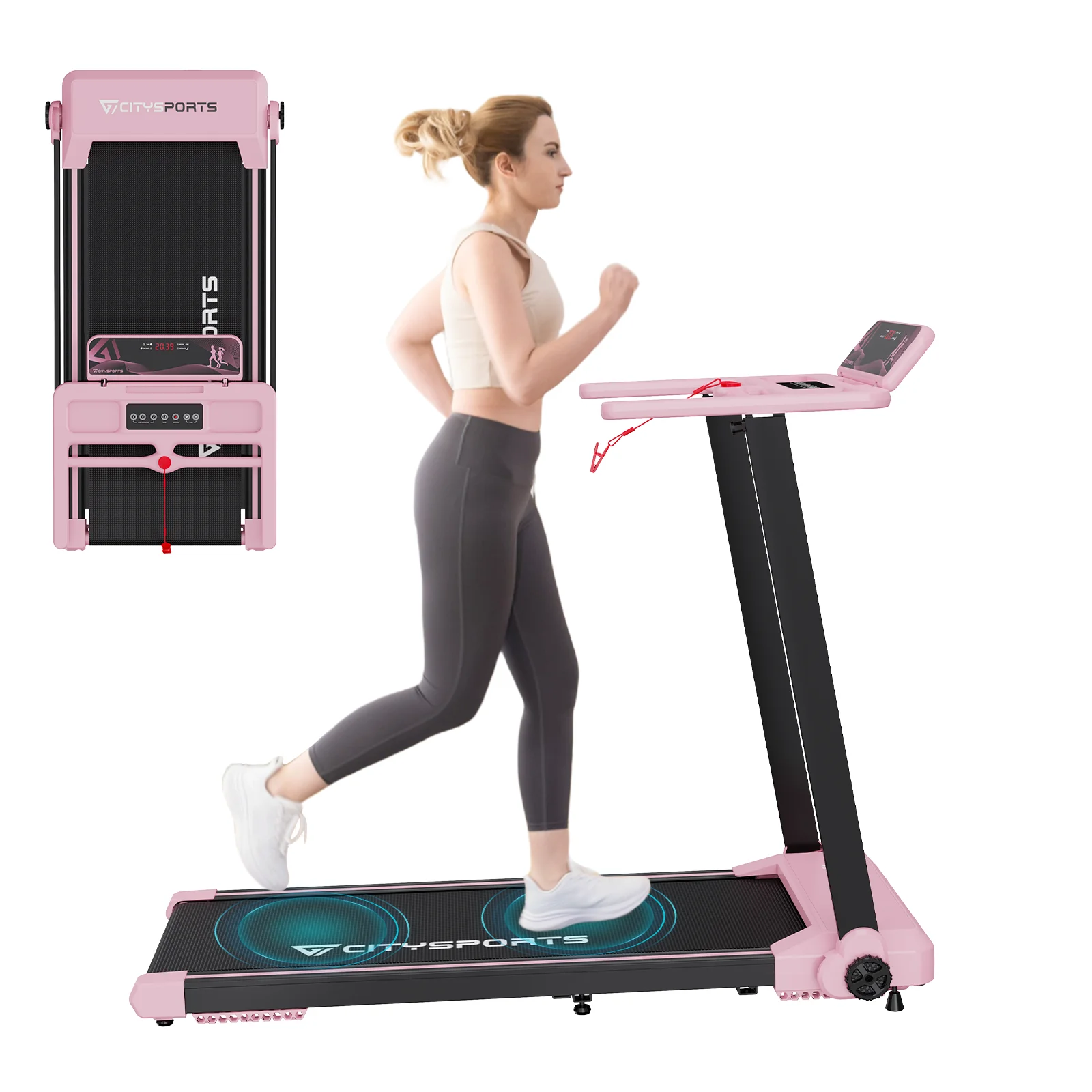 CITYSPORTS PRO loopband, opvouwbare loopband met 8% helling, fitnessapparatuur, APP en Bluetooth-luidspreker, 1-12 km/u, 120 kg - afbeelding 1