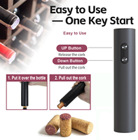 Electric Wine Opener, Black Corkscrew Wine Opener with Foil Cutter, Automatic Wine Opener with Battery Included, Wine Accessorie