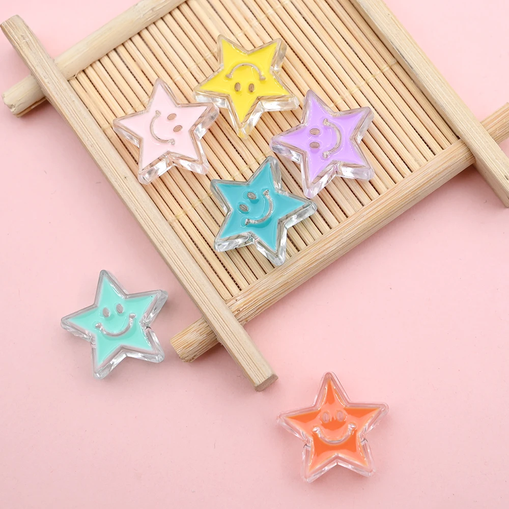 Star Shaped Smile Face Acrylic Beads Cute Loose Spacer Beads For Diy Bracelet  Keychains Craft Handmade Jewelry Making Accessory