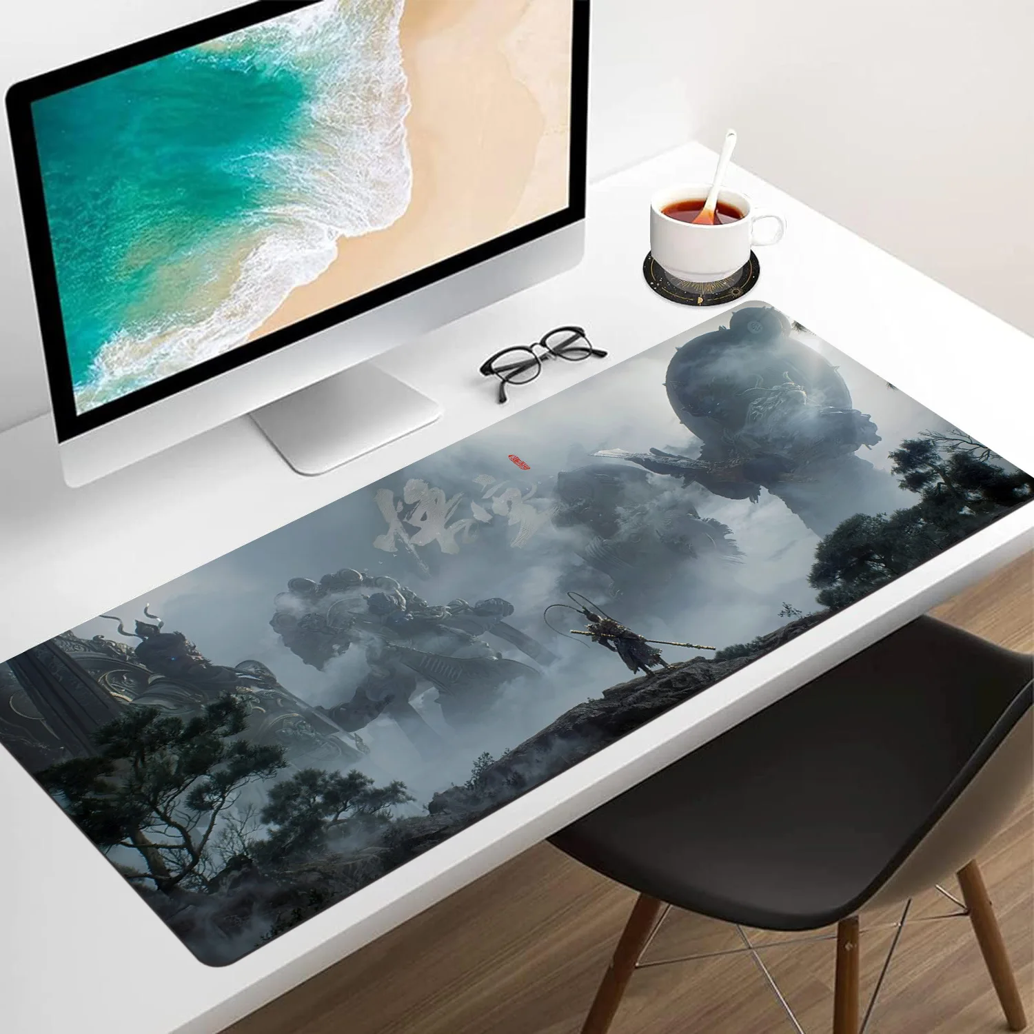 

Black Myth Wukong Cartoon Large Mouse Pad Dirty-Resistant Keyboard Pad Student Office E-Sports Game Table Mat Children Gift