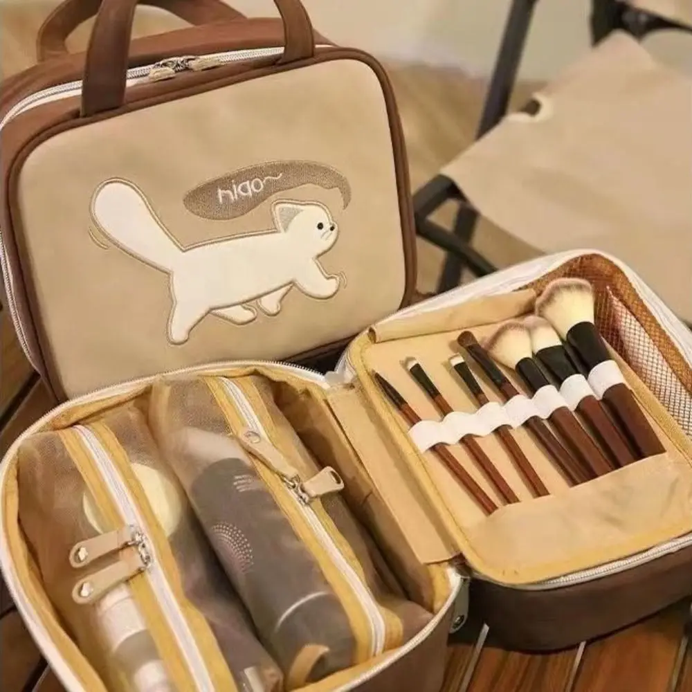 

Large Capacity Cute Cat Cosmetic Bag Toiletries Organizer Carry-on Makeup Tote Makeup Pouch Bag Handbag Korean Style