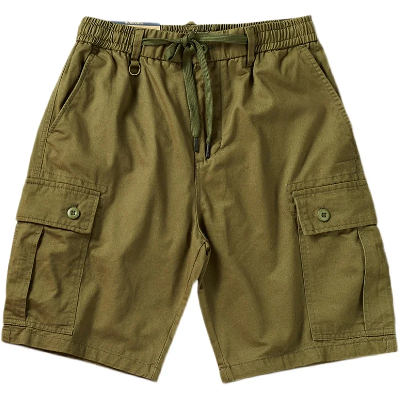 Summer multi-pocket cargo shorts men's retro wash do old twill woven fabric casual nickel mid-length pants