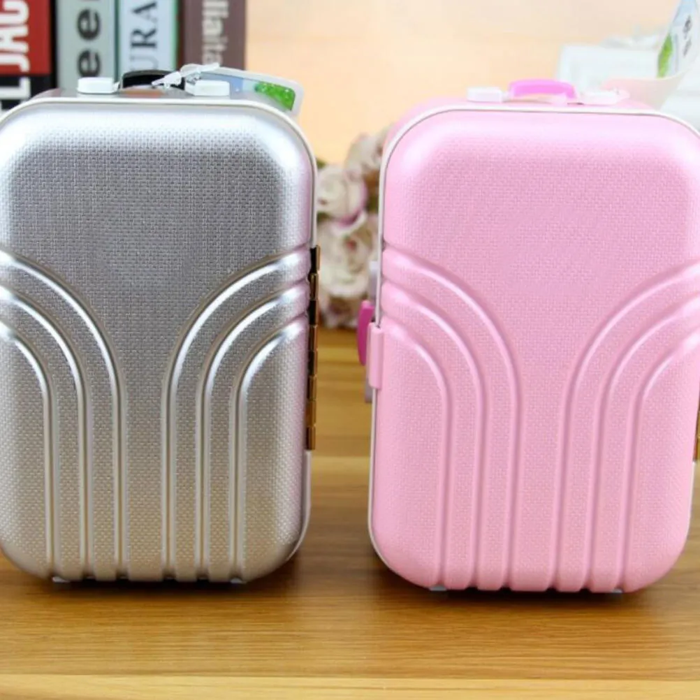 1Pcs Luggage Style Piggy Bank Kids Money Box Plastic Coin Bank Educational Savings Tool Retro Trolley Design Birthday Festive