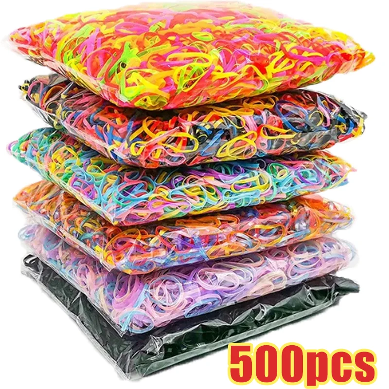 

500pcs Colorful Small Disposable Hair Ties for Girl Korean Elastic Hair Band Scrunchie Ponytail Holder Headwear Hair Accessories