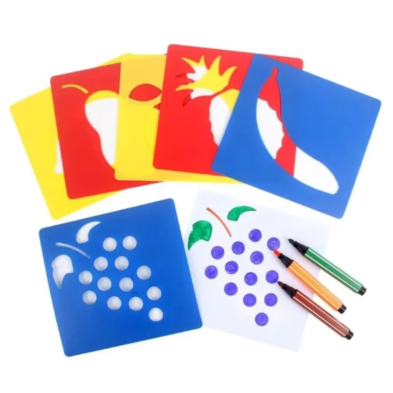 1 set Montessori bambini giocattoli da disegno modello di pittura fai da te stencil arte artigianale giocattolo di apprendimento giocattolo educativo per regalo per bambini