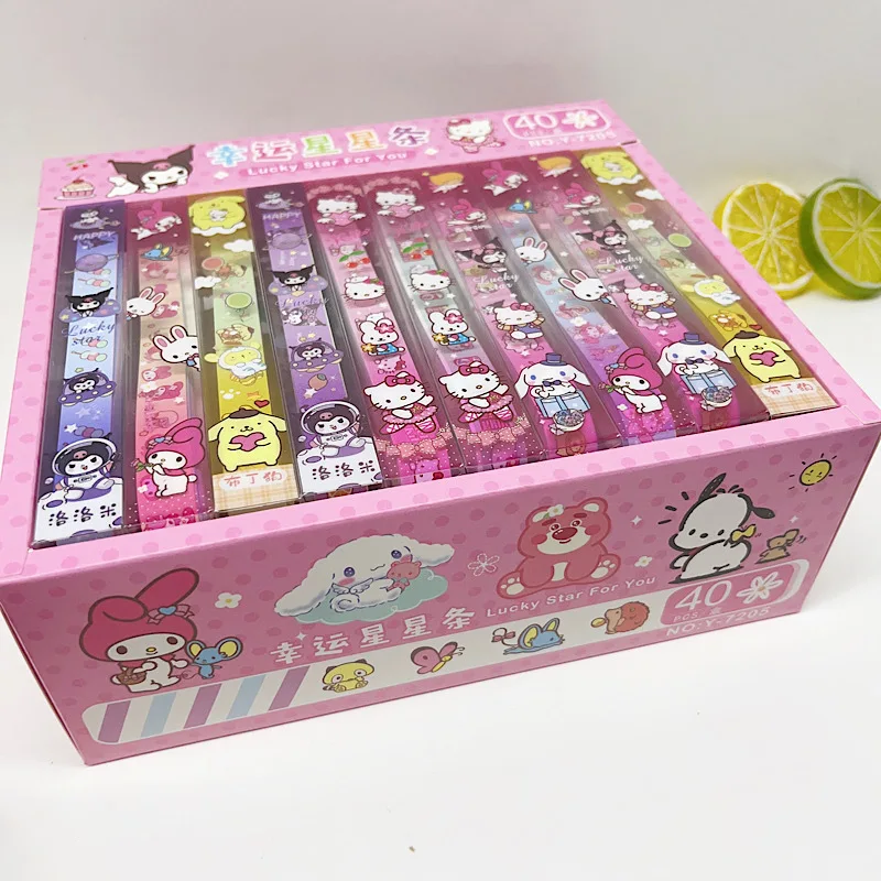 40pcs Sanrio Cartoon Box Star Origami Kawaii Kuromi Cinnamoroll Melody Diy Wishing Star Lucky Star Origami Girls Gifts Wholesale