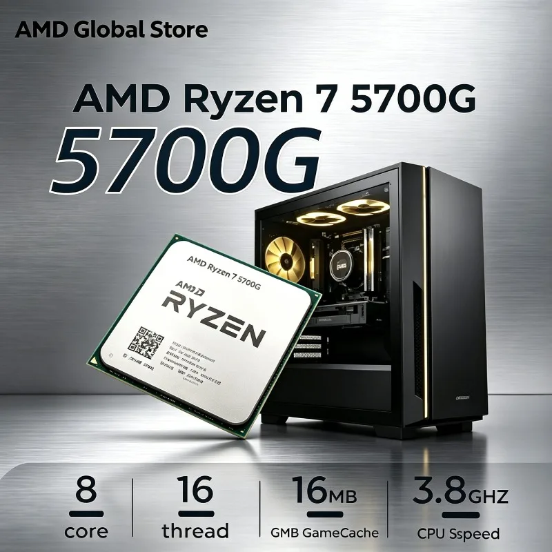 Procesador AMD Ryzen 7 5700G 100% Nuevo, 8 Núcleos, 4.6GHz, 16 Hilos, 16MB de Caché L3, Socket AM4, CPU AMD R7 5700G