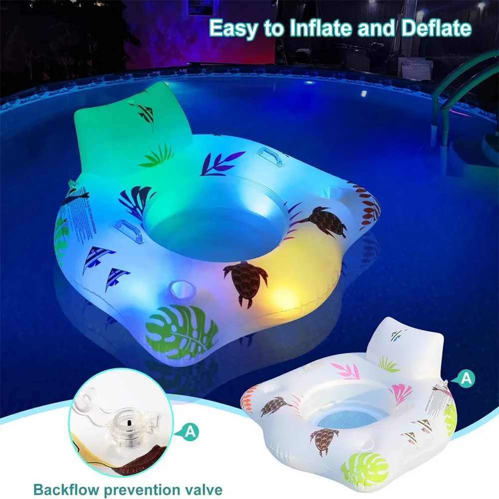 Inflatable Water Luminous U-shaped Seat Adult Swimming Pool Solar Light with Seat Ring Lounge Chair Light Luminous Floating Row