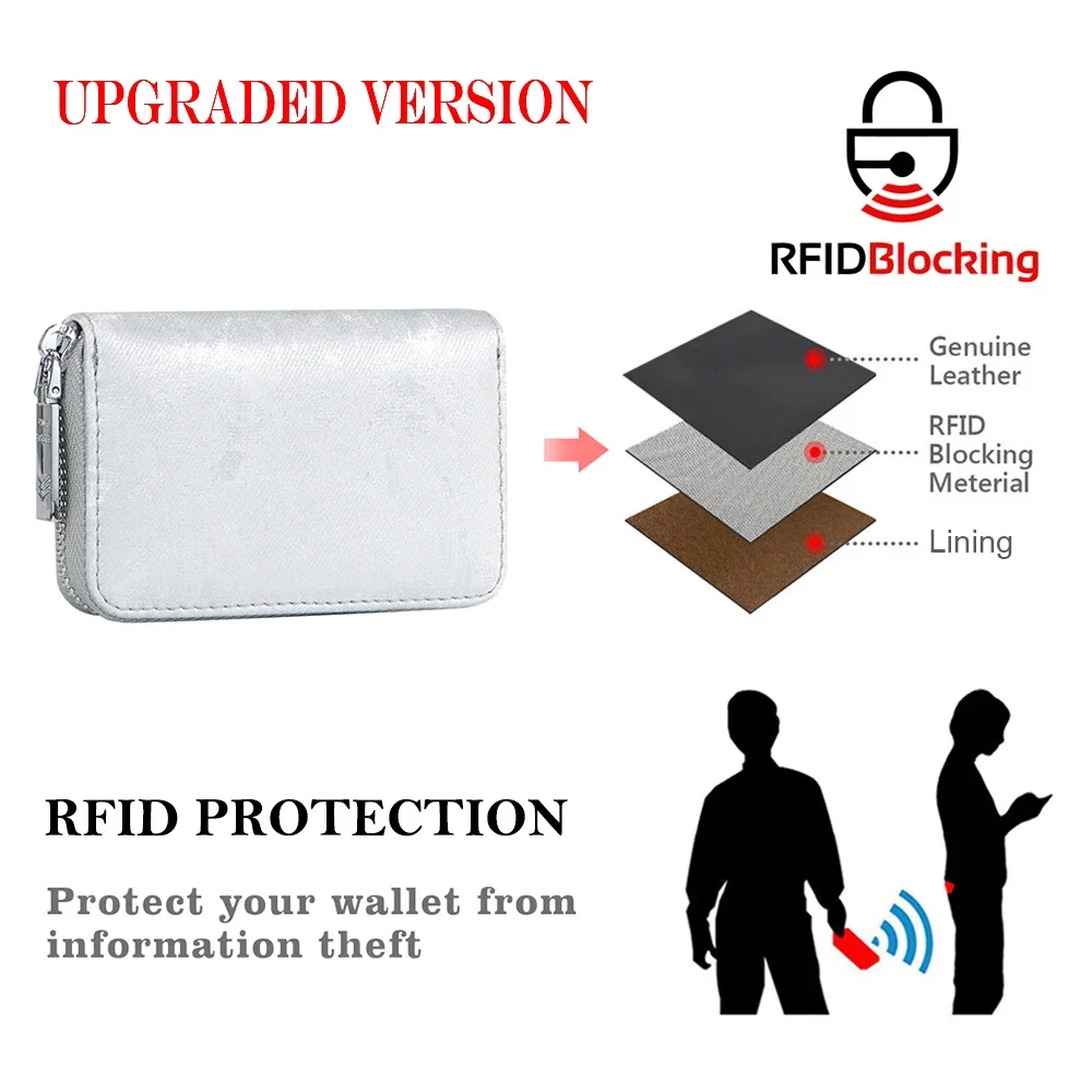 Royal Bagger RFID Organ Card Holder, Genuine Leather Multi-card Slots Card Case, Portable Small Wallet Purse for Daily Use 1906