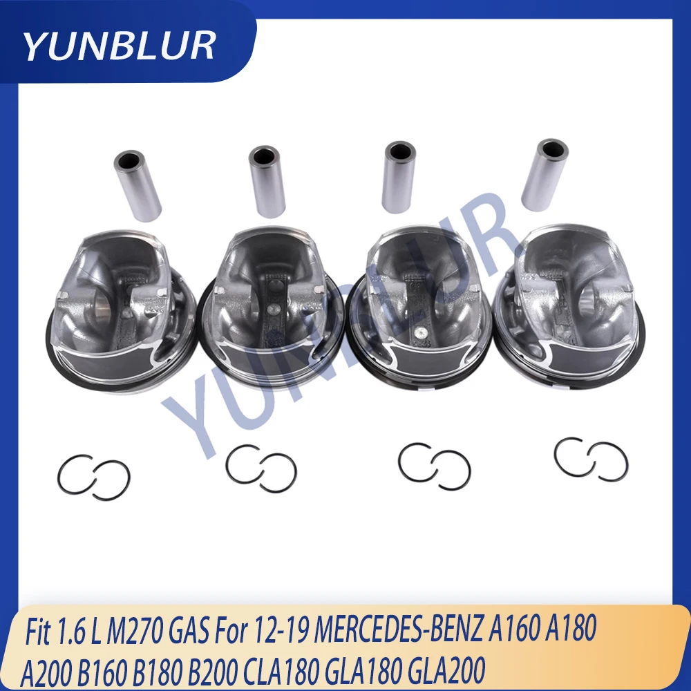 STD 0.5 Engine Piston & Ring Kit Fit 1.6 L M270 GAS For 12-19 MERCEDES-BENZ A160 A180 A200 B160 B180 B200 CLA180 GLA180 GLA200