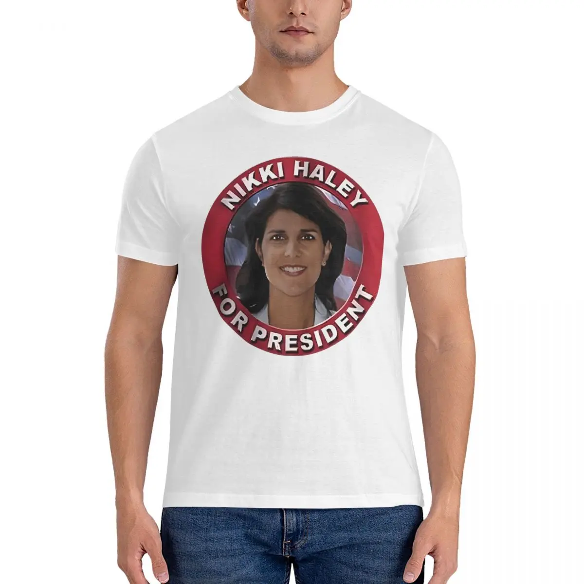 Men's Cafepress For President T Shirts Nikki Haley Cotton Clothes Amazing Short Sleeve Crew Neck Tees Original T-Shirt