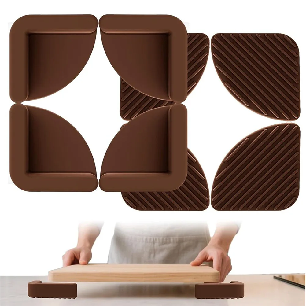 4 Pack Brown Silicone Feet For Chopping Board Non Slip Pads Kitchen Cutting Block Stabilizers Anti Skid Rubber Mat Cooking Tools