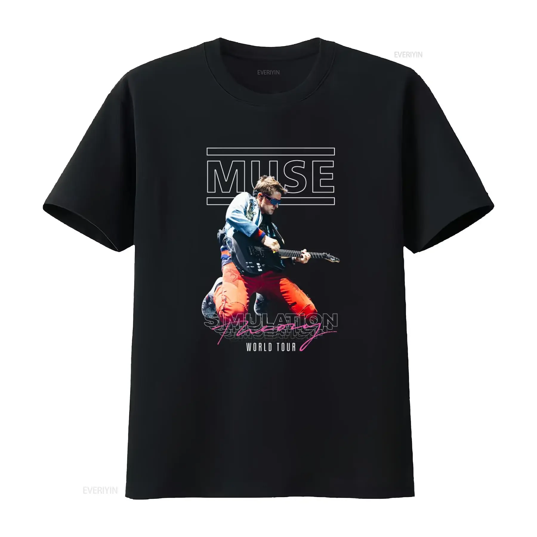 Muse Simulation Theory World Tour 2019 Logo T Shirt Rock Band Concert Design vintage Washed graphic designer clothes Casual