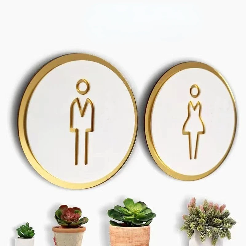 

Acrylic Creative Modern Toilet Sign Bathroom Logo Washroom WC Door Plates Women Men Symbol for Public Office Hotel Restaurant