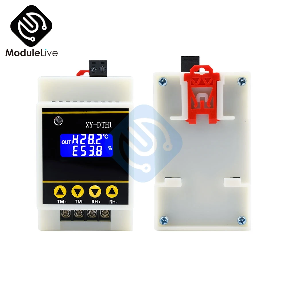 Módulo de Sensor Controle de Temperatura e Umidade De20c a 60c Sht30 10a Saída de Relé para Trilho Din Incubadora Controle de Temperatura Dth1
