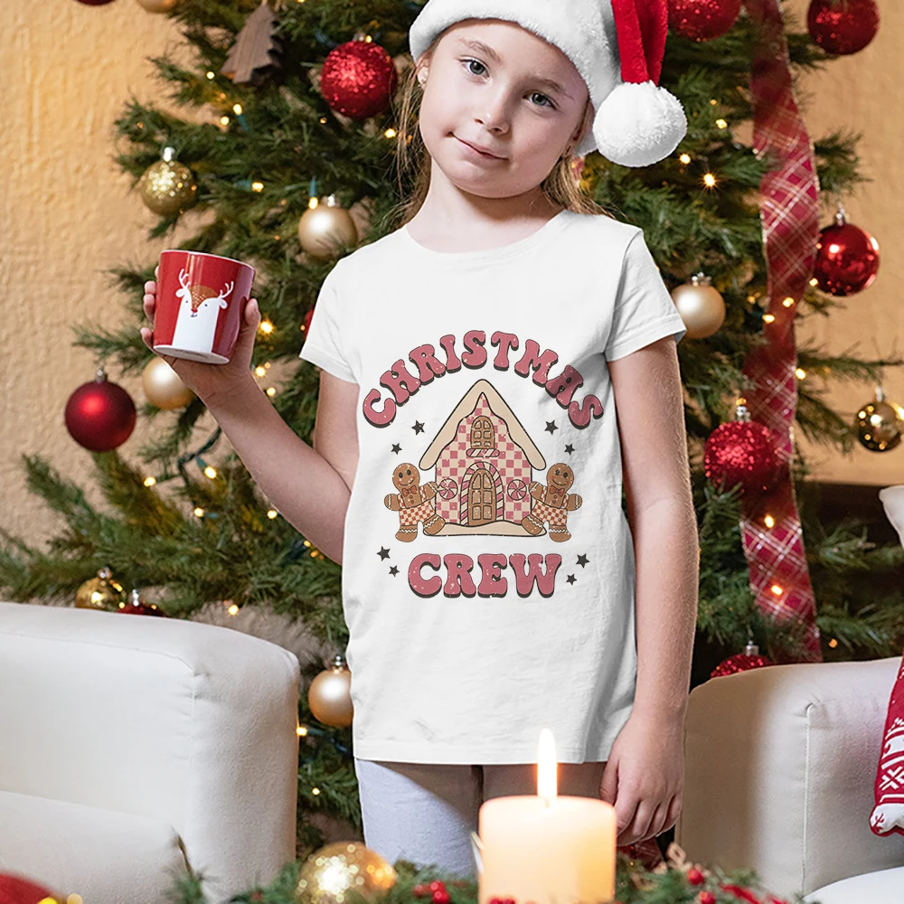 

Christmas Crew Print Kids T-shirt Toddler Xmas Funny Shirt Boy Girl Clothes Christmas Party Child Shirts Xmas Kid Present Tee