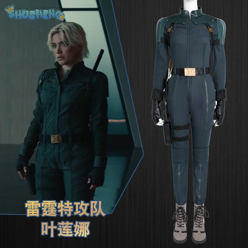 Black Widow Thunder Cos bolts Yelena Belova Cosplay White Widow Costume Women jumpsuit shoes belt gloves Halloween full set