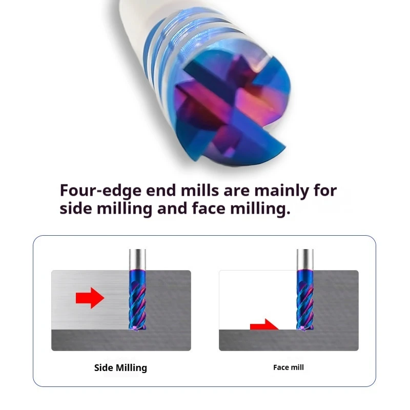 

Carbide End Mill 4Flute Tungsten Steel 1 3 6mm 8 10 20 For Stainless steel Titanium Wood CNC Key Router Bit Machine Cutter Tools
