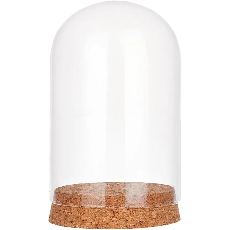 

1pc Eternal Glass Dome Cloche 5.4×3.1" Clear Cloche Bell Jar Terrarium Glass Display Dome Cover with Wood Base for Fairy Lights