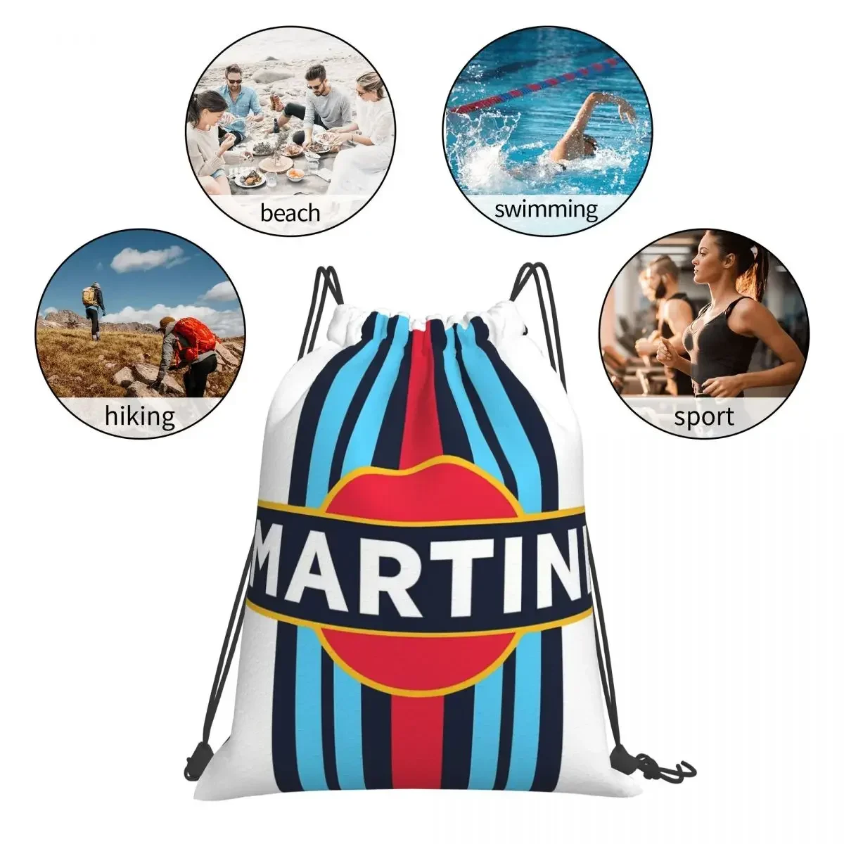 Martini Racing-mochila multifunción para hombre y mujer, bolso portátil con cordón, bolsillo para zapatos, libro