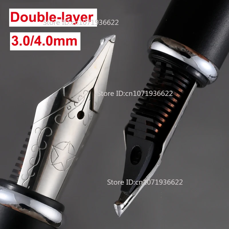 Extremely Thick Hand-made Grinding Rounded Polished Thick Fountain Pen 4.0MM Nib Double-layer Long Knife Business Writing Pen