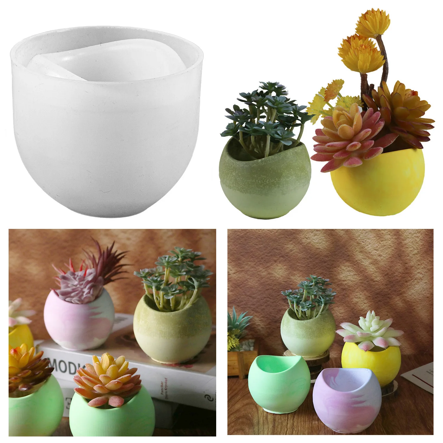 Arc Candle Jar Silicone Mold DIY Succulents Vase Craft Making Supplies Plaster Concrete Resin Storage Box Molds Home Decor Tools