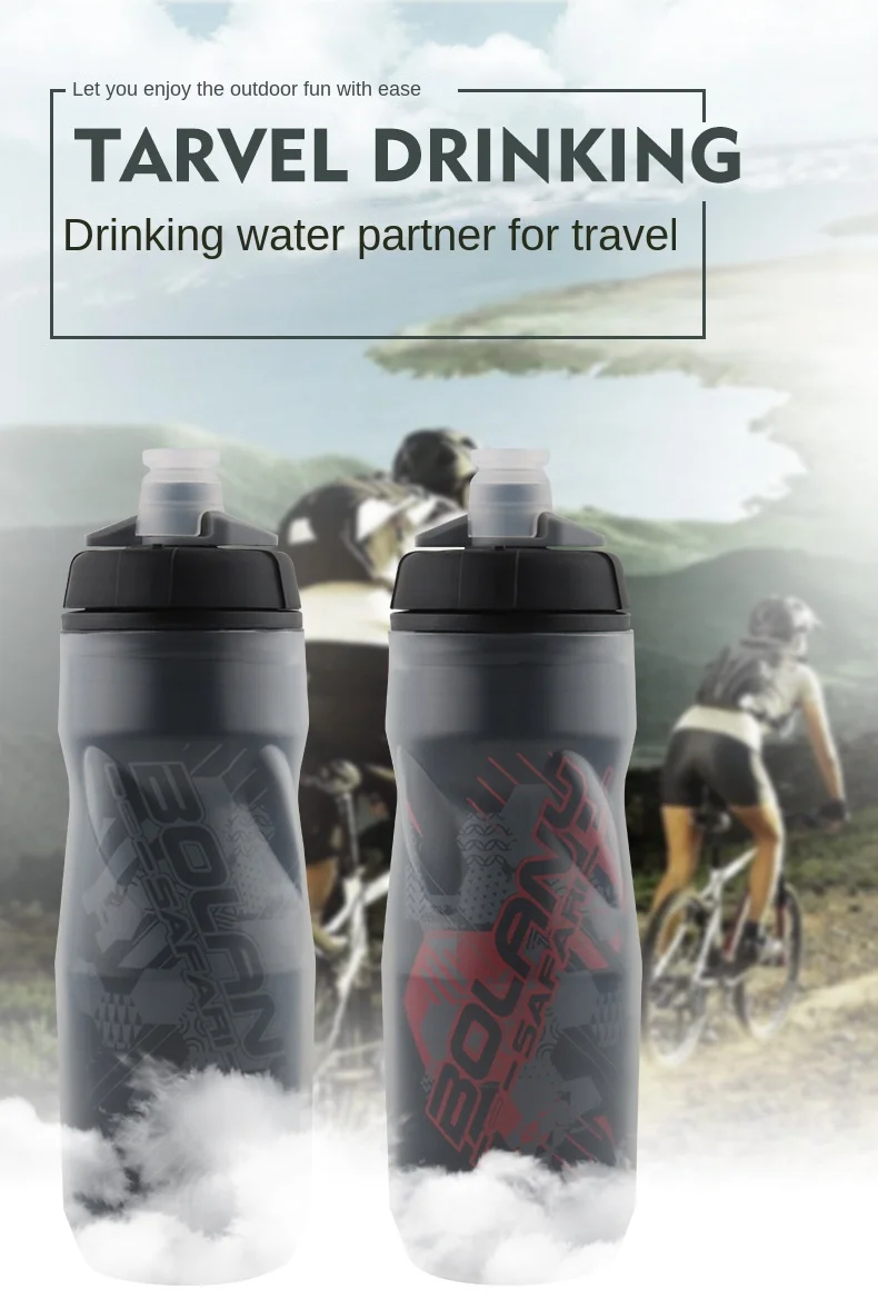 600ML Doppelwandige Fahrrad-Trinkflasche PP5 Wärme- & Kälteisolierte Sportflasche Outdoor-Radfahrflasche Fahrrad-Zubehör – Detail 1