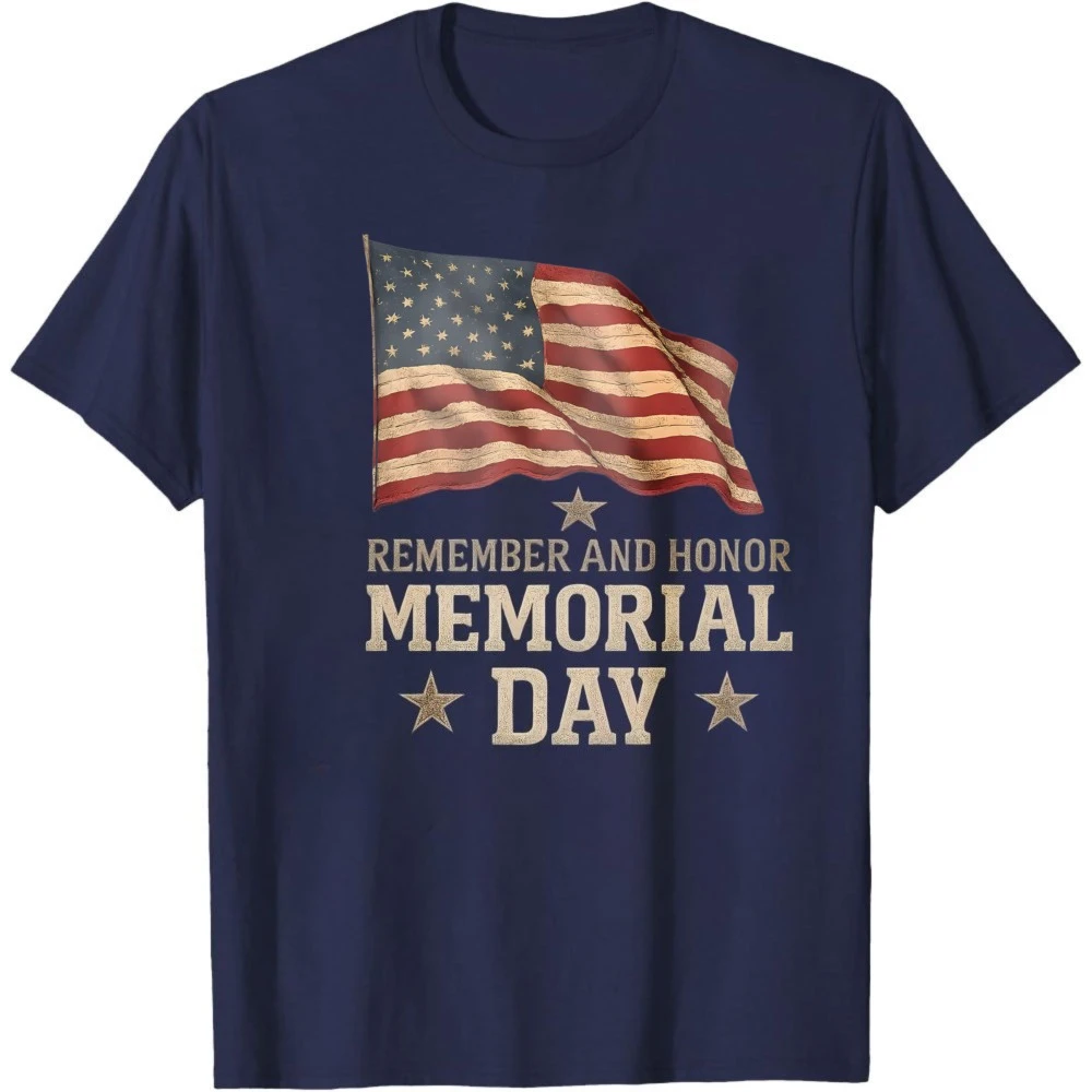 Remember and Honor Memorial Day T-Shirt High Quality Cotton Men T Shirt Oversized Tops Summer Short Sleeve Clothes