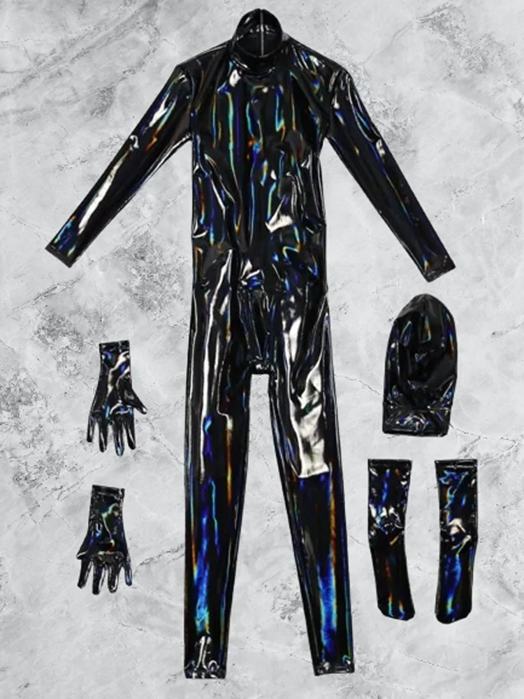 Men's Latex Ammonia Catsuit Sexy PVC Shiny Cosplay Full Body Jumpsuit High Elastic Club Zentai Man Bodysuit Sexiest Shaping Wear - Image 6