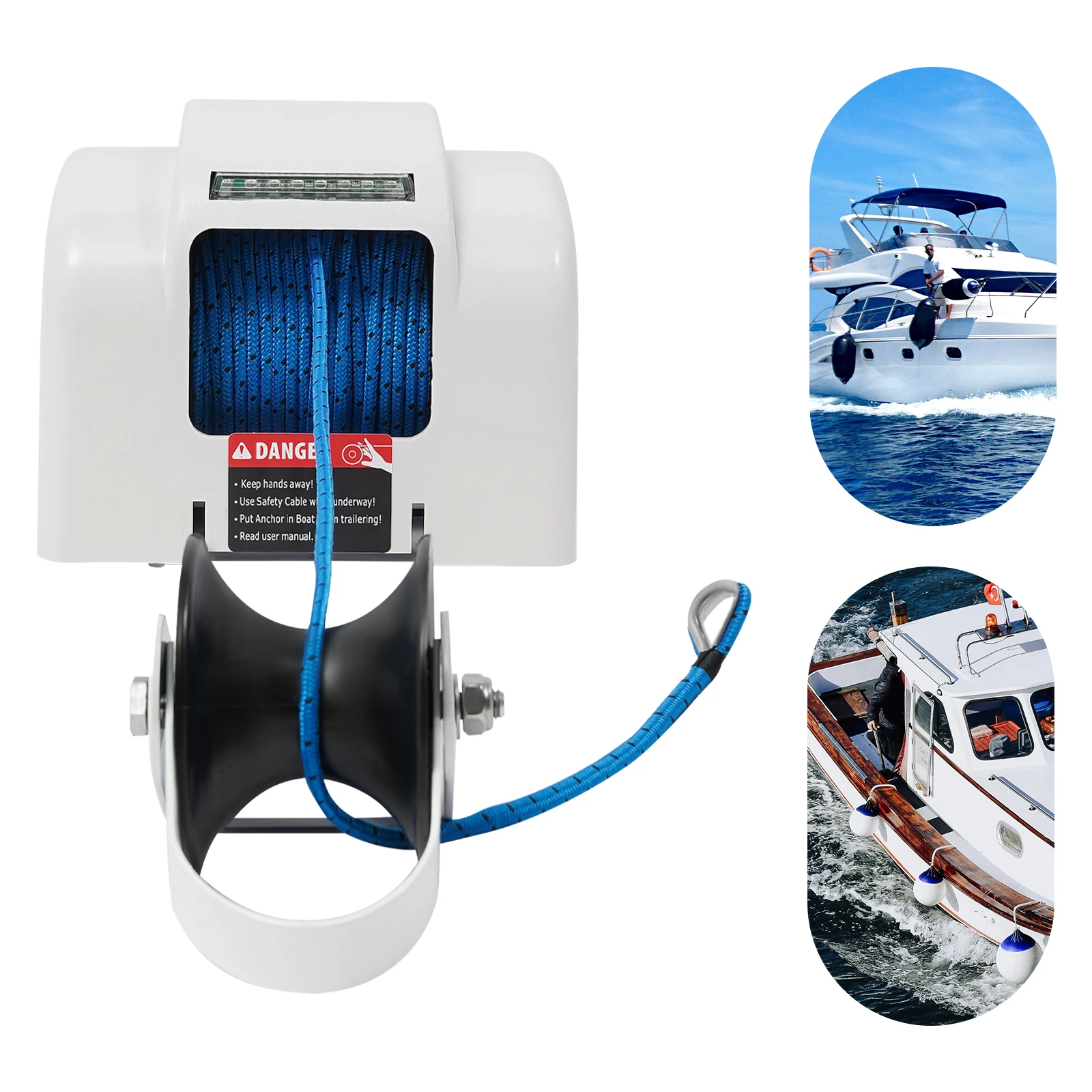 

45lbs Electric Anchor Winch Remote Controller 100ft Anchor Rope Electric Anchor Winch for Speedboats Fishing Boats Motorboats