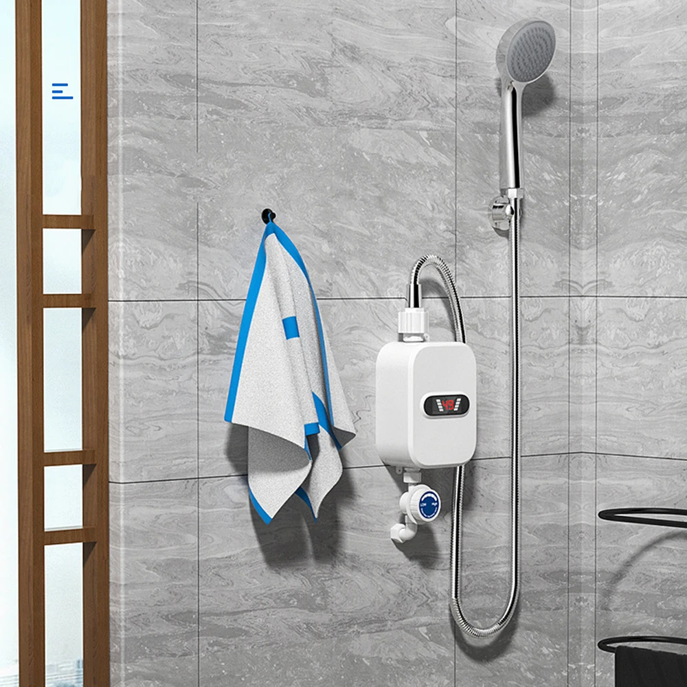 3500W Instant Water Heater 220V Smart Electric Shower Tankless Instant Water Heater Thermostat for Bathroom Kitchen