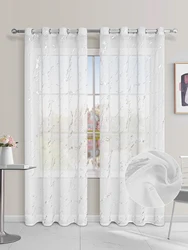 1pc Elegant Half-shading Marble Pattern Sheer Curtain, Curtains for Bedroom and Living Room Decoration, Window Curtain