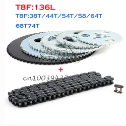 47cc 49cc T8F Chain 136 Links and 38 44 54 58 64 74 Tooth Sprocket for Mini Motorcycle Atv 4 Stroke 2 Stroke Engine Parts