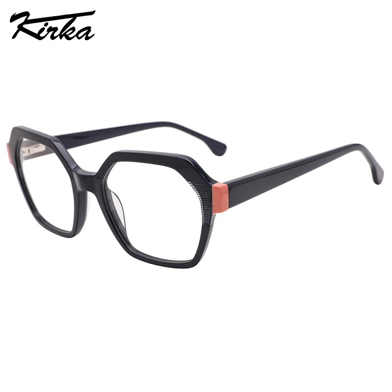 

Kirka Female Acetate Square Laminating Dotted Pattern Optical Frames Prescription Lens Wide Temples Glasses WD4240