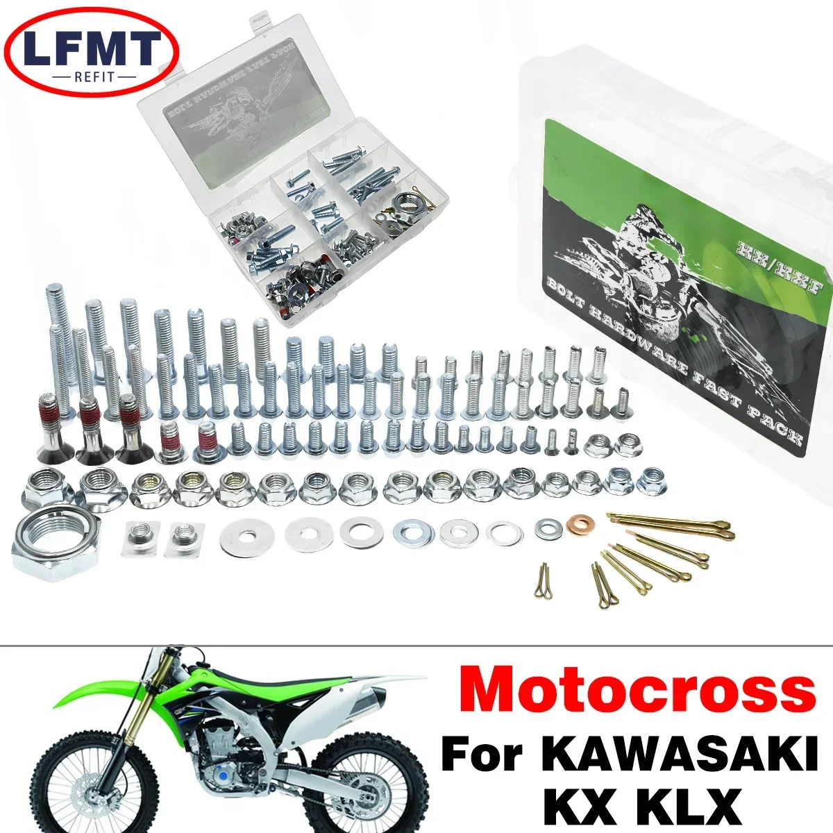 Zestaw śrub, plastikowych elementów mocujących i łączników do KAWASAKI KX KLX KX125 KX250 KX450 KLX450 80 85 100 125 250 450 Motocross Dirt Bike