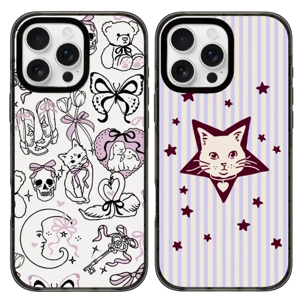 

Skull Bowknot 2.0 Acrylic Black Border Phone Cover for IPhone 12 13 14 15 16 17 Pro Max Case for IPhone 17 Air
