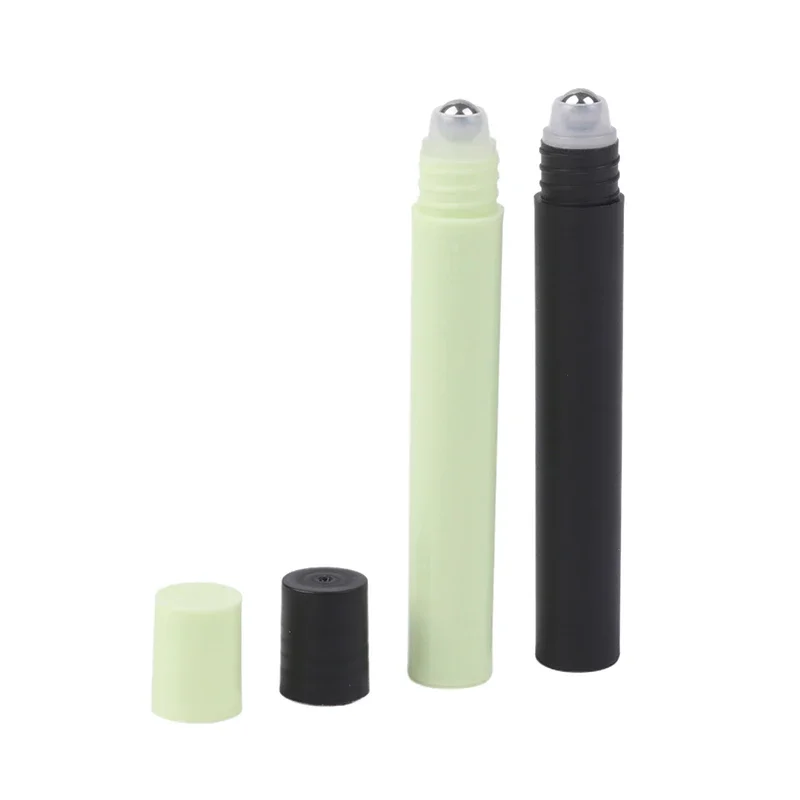 10 teile/los 10 ml Leere Parfüm Rolle Roller Ball Flasche Nachfüllbare Flaschen Halter Auf Kunststoff Edelstahl Flüssigkeiten Öl Behälter