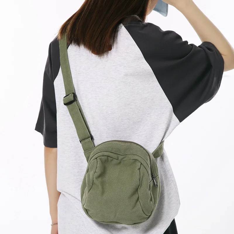 Shell Shaped Canvas Textile Small Size Phone Side Sling Pouch Bag Fabric Cloth Y2K Grunge Cute Aesthetic Pocket Crossbody Bag