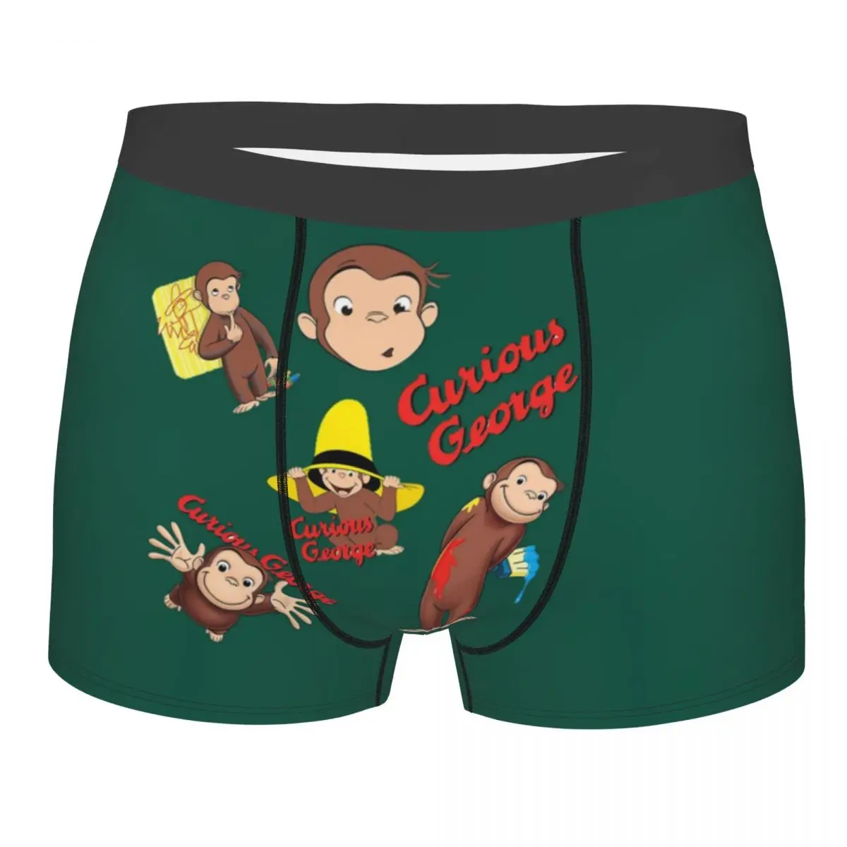 Custom Curious George Anime Monkey Underwear Men Breathable Boxer Briefs Shorts Panties Soft Underpants For Male