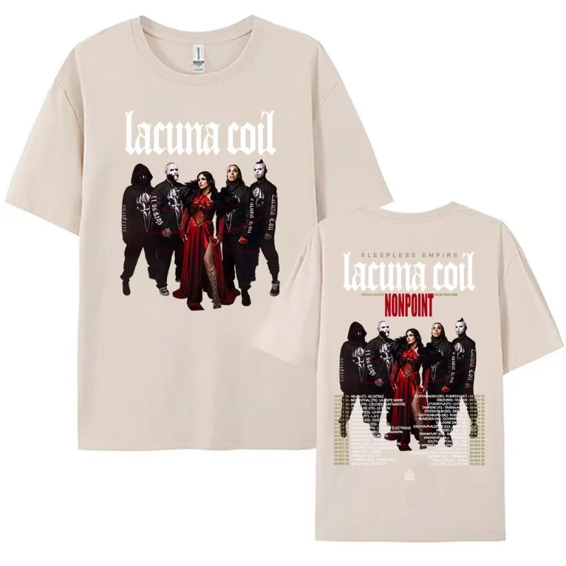 لاكونا لفائف بلا نوم جولة الإمبراطورية 2025 الصيف موضة تي شيرت مطبوع فضفاض مريح جودة عالية القطن الخالص تي شيرت