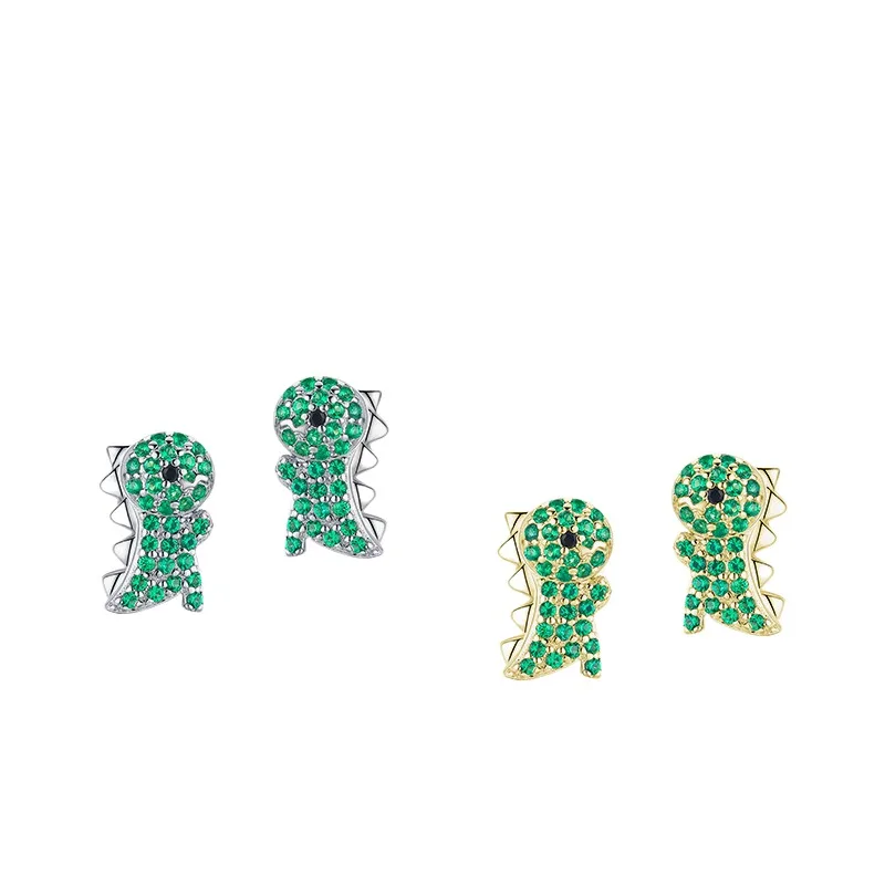

Dawn's Jewel s925 sterling silver sweet cute dinosaur stud earrings Women's Super Flash beccarite earrings all-matching silver
