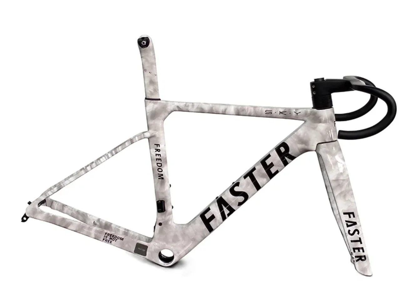 

New Painting FASTERWAY Freedom Marble Frameset Carbon Bike Road Frame with Fork Seatpost Clamp Headsetme+handlebar+seatpost+fork