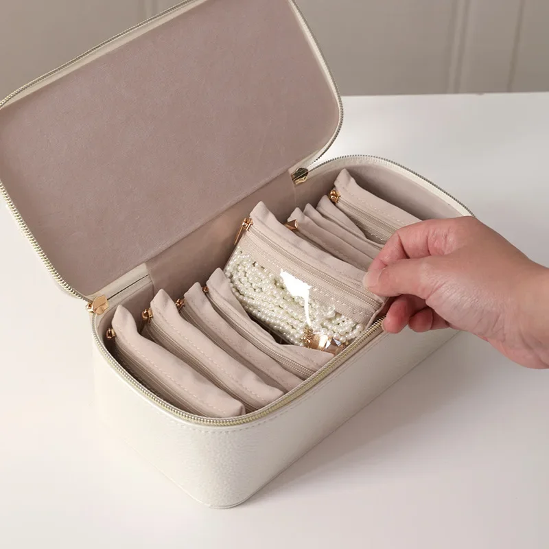 Portable 12-piece set PU Jewelry Box Earrings Rings Bracelets Watches Necklaces Storage Box Travel Collection  Bag