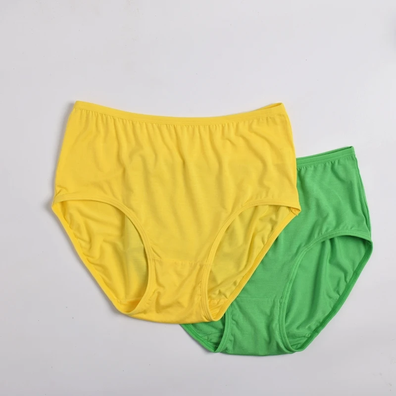 Mid Waist Women's Underwear Modal Cotton Girl Plus Size 2XL Briefs Solid Color Panties Comfortable and Simple Green Yellow Pants