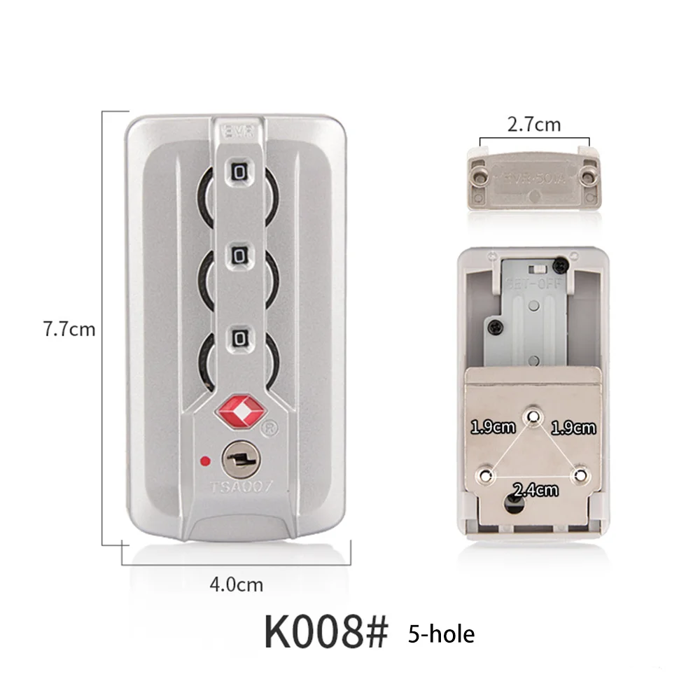 Segurança Combinação Bloqueio Adequado para Bagagem, Bagagem Aduaneira Original, Simples Acessórios Portáteis, Prata, K008