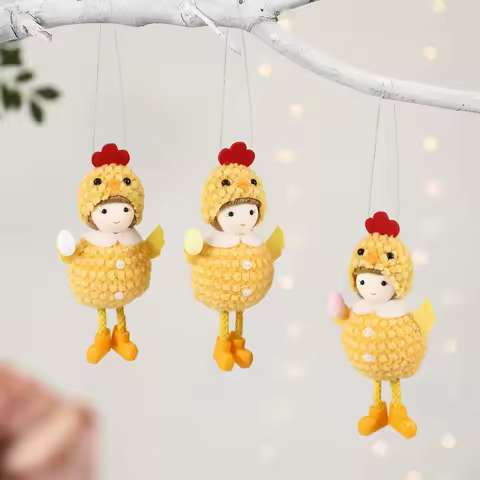 Party Favors Cute Easter Chick Pendant Soft Animal Easter Eggs Hanging Ornaments Funny Cartoon Chick Wedding