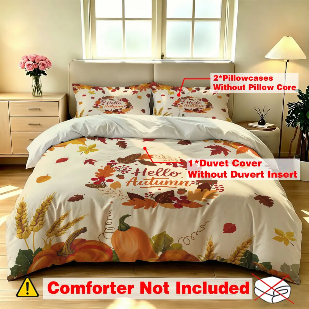 3pcs 90g polyester with Hello Autumn pumpkin wheat ear autumn-themed design offering soft comfortable home decor options