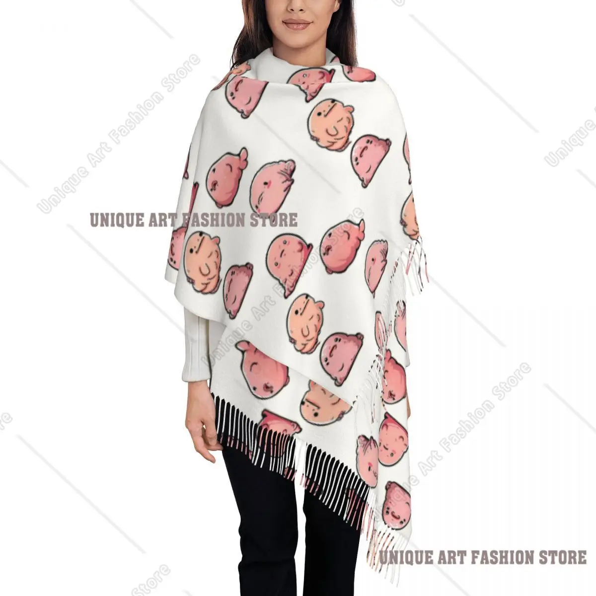 

No Problem And Blobfish Socks Scarf Tassel Scarves for Women Soft Warm Shawls and Wraps Long Fall Winter Shawl Wrap