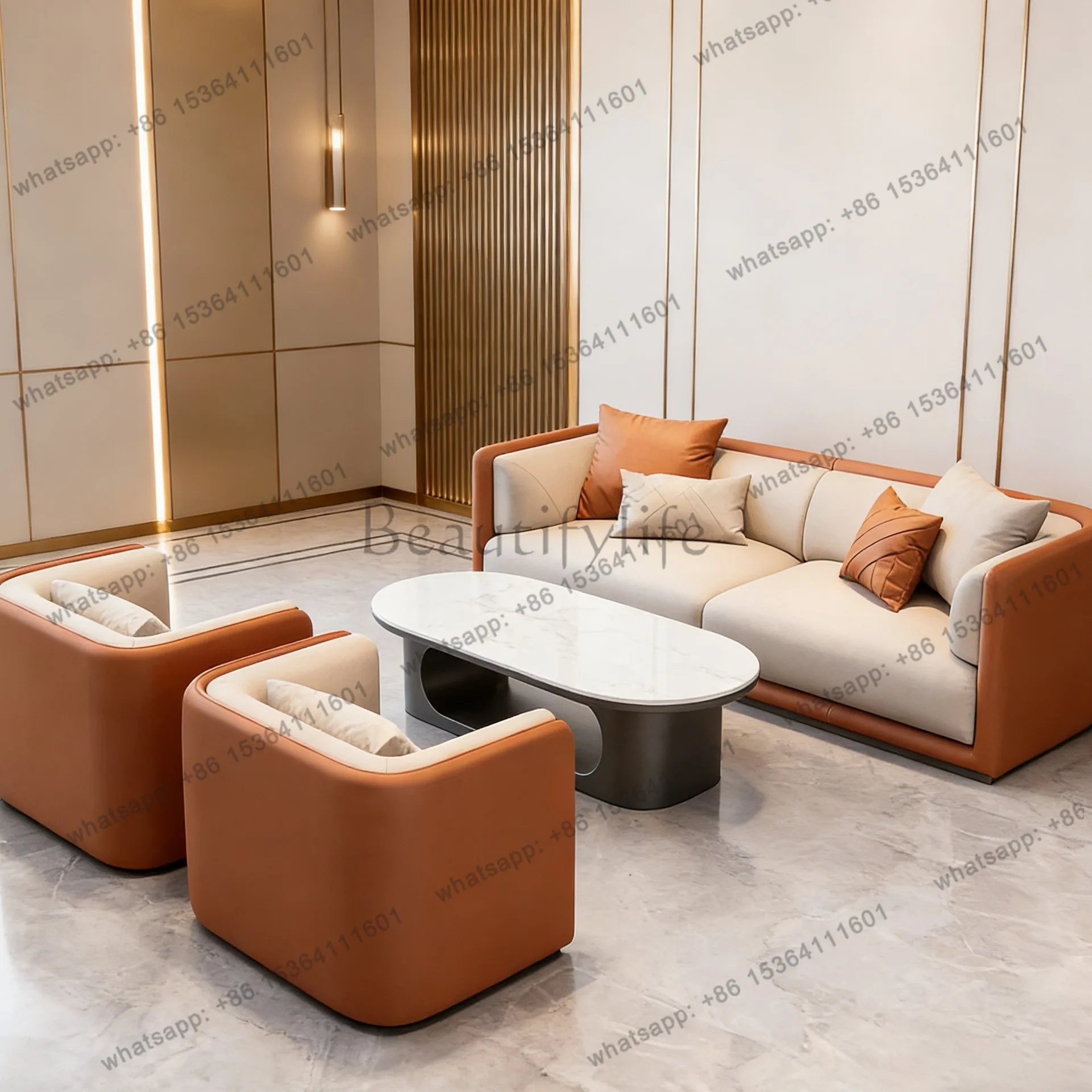 Light luxury hotel lobby reception negotiation sofa new Chinese tea house sofa