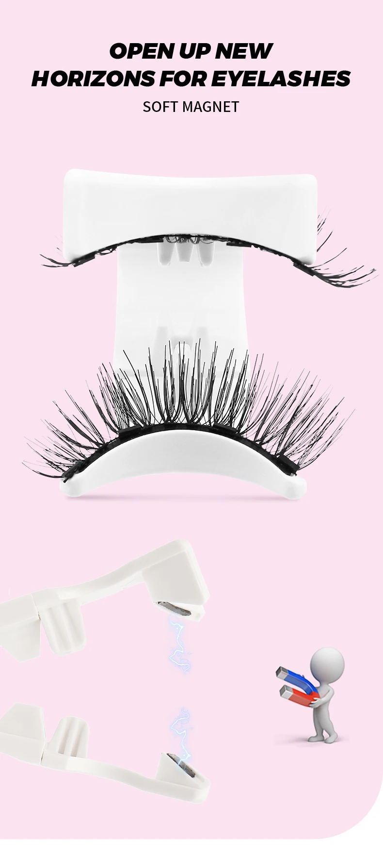 1 Set Premium Magnetische Wimpern Kit mit Applikator Wiederverwendbares Klebefreies Magnet-Wimpern-Set für Natürliches & Glamouröses Make-up – Detail 2